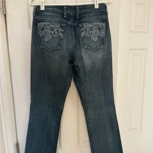 Lucky Brand Embroidered Blue Low Rise Bootcut Jeans